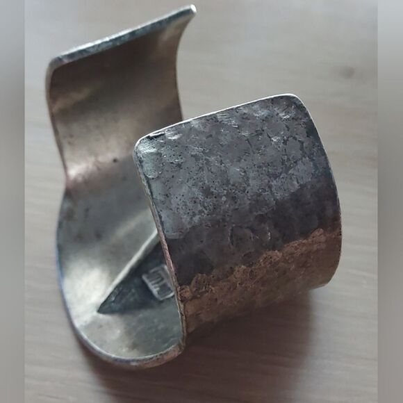 Low Luv by Erin Wasson All Seeing Eye Hammered Silver Plated Cuff Bracelet - Picture 10 of 13